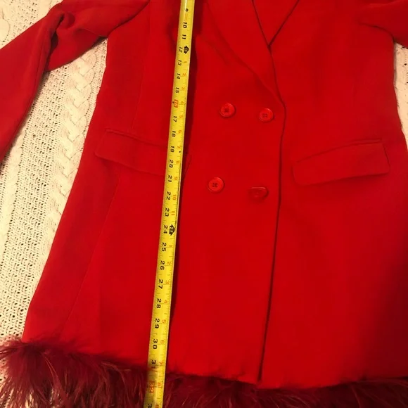 NBD Red Feather-Trim Blazer Dress – Size S (Runs Large) – NWTW - Picture 7 of 9